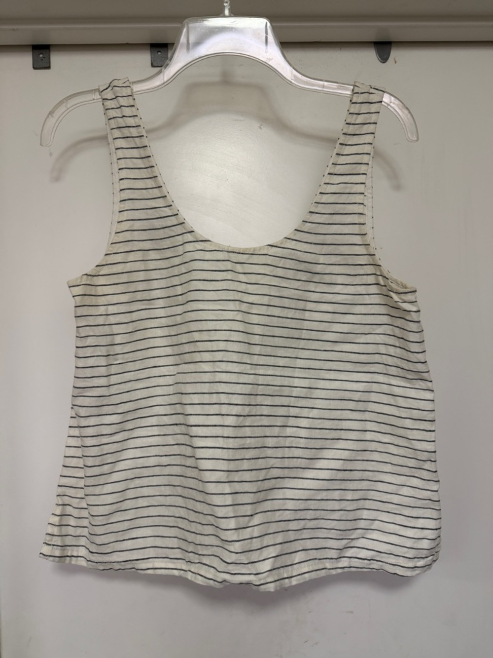 Madewell White and Black Striped Tank Top